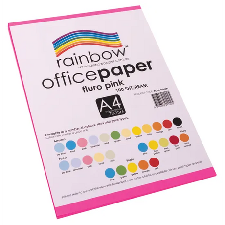 Fluorescent Pink Paper A4 - Pack of 100 - Modern Teaching Aids NZ