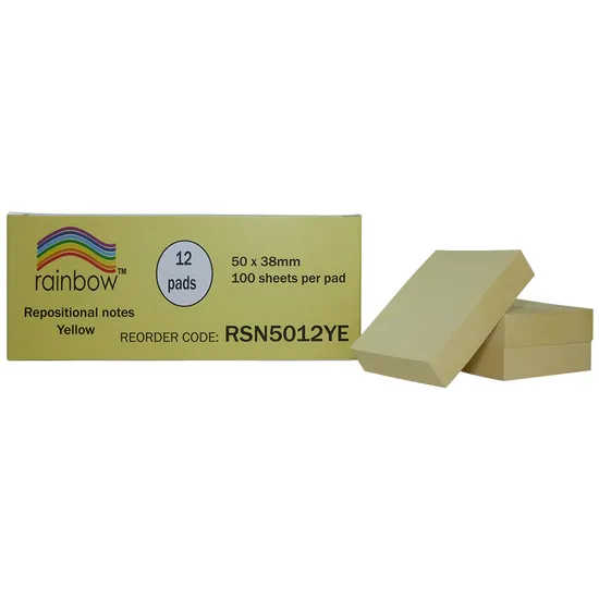 Sticky Notes Yellow 100's 50 x 38 mm - Pack of 12