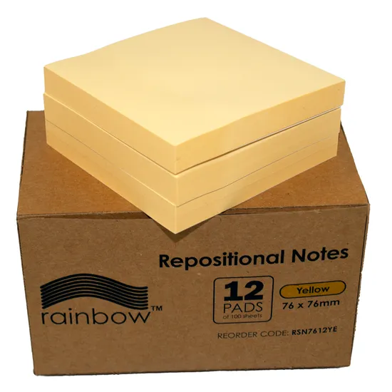 Sticky Notes Yellow 100's 76 x 76 mm - Pack of 12