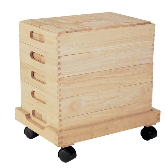 Wooden Unit Blocks Set & Trolley - 192 pieces - Modern Teaching Aids NZ