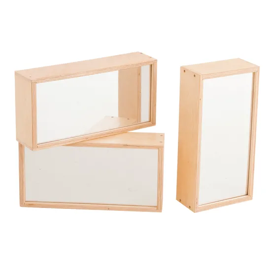 Natural Spaces - Large Mirrored Wooden Blocks - 3  Pieces - Modern Teaching Aids NZ