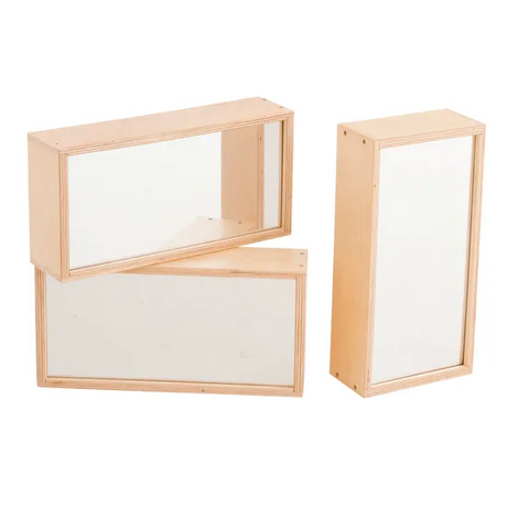 Natural Spaces - Large Mirrored Wooden Blocks - 3  Pieces - Modern Teaching Aids NZ