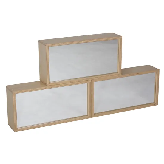 Natural Spaces - Large Mirrored Wooden Blocks - 3  Pieces - Modern Teaching Aids NZ