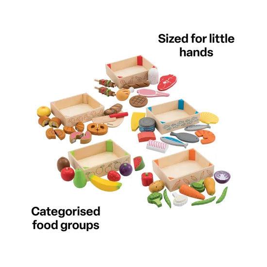 Bigjigs Wooden Healthy Eating Food Crates Set of 5 - Modern Teaching Aids NZ