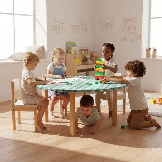 Tablecloth Gingham Green - 120 cm, Round