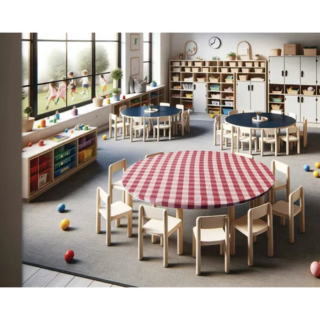 Tablecloth Gingham Red - 120 cm, Round