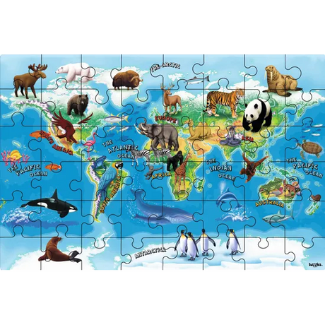 Animals of the World Map Puzzle 48 Piece - Modern Teaching Aids NZ