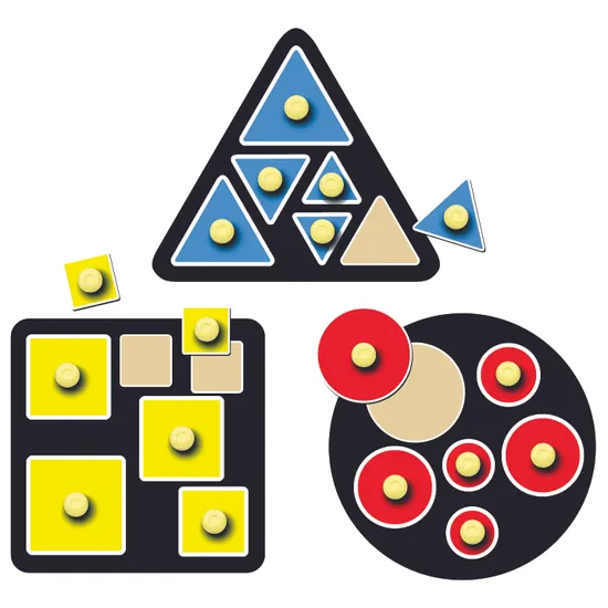 Tuzzles Shapes Inside Shapes Knob Inset Puzzles Set of 3 - Modern Teaching Aids NZ