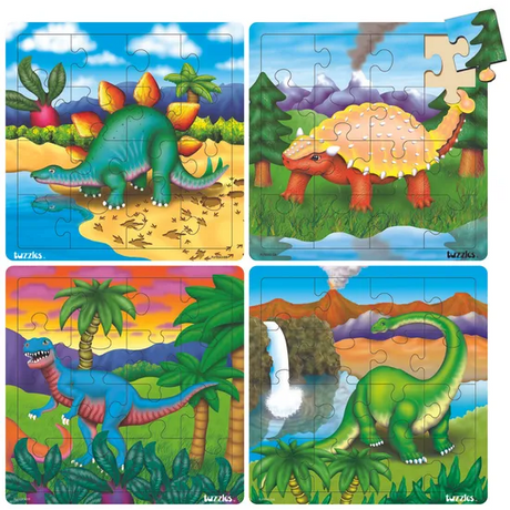 Tuzzles Dinosaurs Flat Puzzles Set of 4 - Modern Teaching Aids NZ