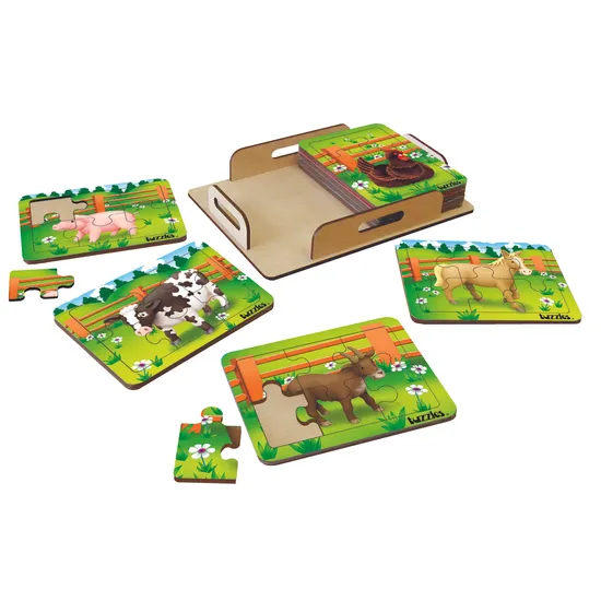 Tuzzles Farm Animals Set of 8 x 6 Pcs - Modern Teaching Aids NZ