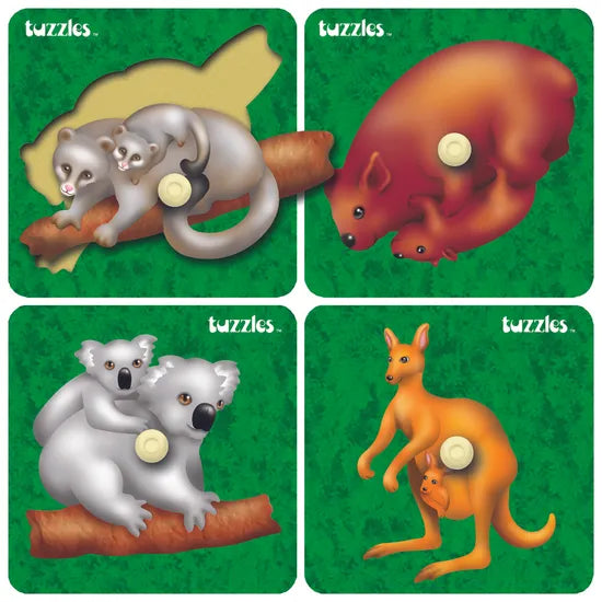 Tuzzles Native Animals Inset-4 x 1Pc-15X15cm - Modern Teaching Aids NZ
