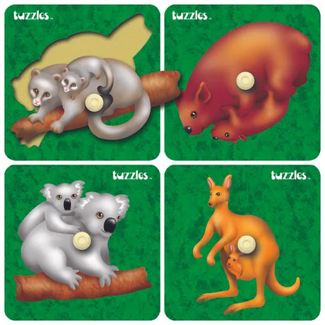 Tuzzles Native Animals Inset-4 x 1Pc-15X15cm - Modern Teaching Aids NZ