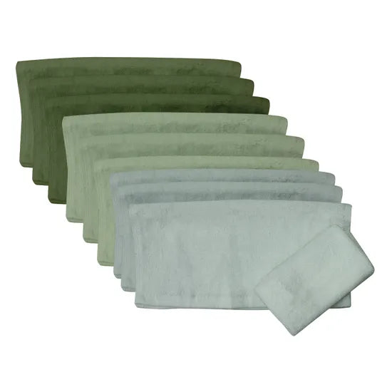 Max & Rosie Face Washers - Mint/Olive/Avocado 10 Pieces - Modern Teaching Aids NZ