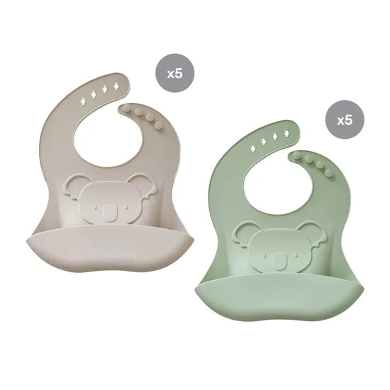 Silicone Feeding Bib Set of 10