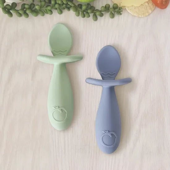 Plum Silicone Spoon Pack of 2- Olive/Steel Blue