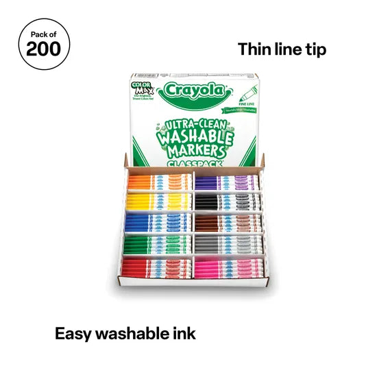 Crayola Thin Line Washable Markers - Pack of 200 - Modern Teaching Aids NZ
