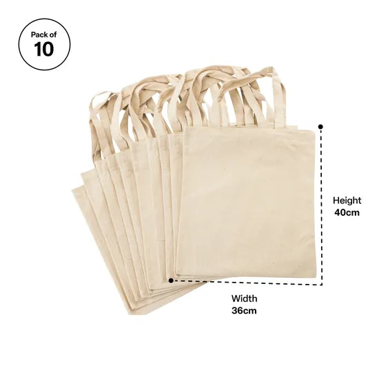 Calico Bags with Handle - Pack of 10 - Modern Teaching Aids NZ