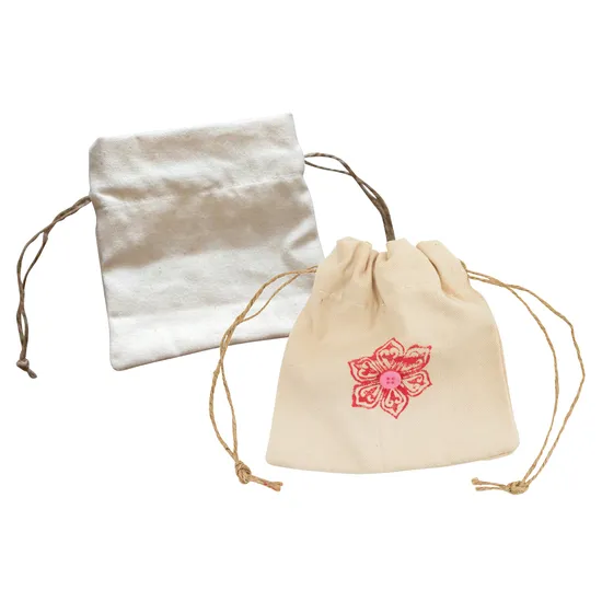 Calico Mini Drawstring Bag - Pack of 10 - Modern Teaching Aids NZ