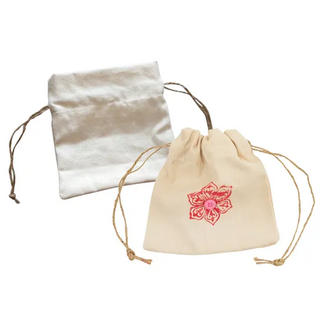 Calico Mini Drawstring Bag - Pack of 10 - Modern Teaching Aids NZ