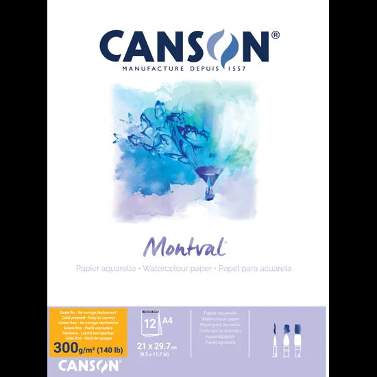 Montval Watercolour Paper Pad A4 300gsm - 12 Sheets - Modern Teaching Aids NZ