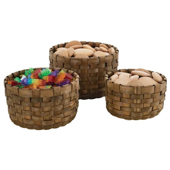 MTA Spaces - Woven Timber Baskets - Set of 3 - Modern Teaching Aids NZ
