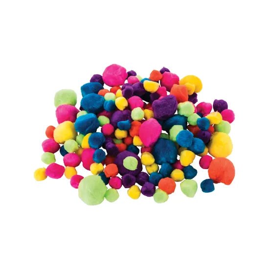 Creatistics Neon Pom Poms Assorted Sizes- Pack of 150 - Modern Teaching Aids NZ