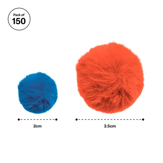 Creatistics Neon Pom Poms Assorted Sizes- Pack of 150 - Modern Teaching Aids NZ
