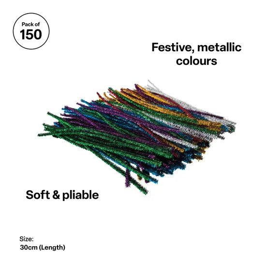 Creatistics Tinsel Pipe Cleaners - Pack of 150 - Modern Teaching Aids NZ