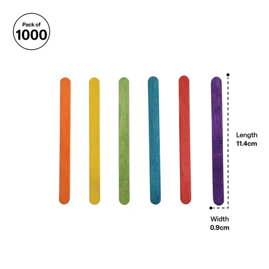 Paddle Pop Sticks Coloured - Pack of 1000 - Modern Teaching Aids NZ
