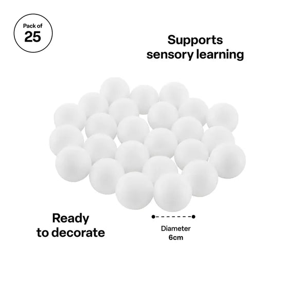 Polystyrene Balls 6cm - Pack of 25 - Modern Teaching Aids NZ