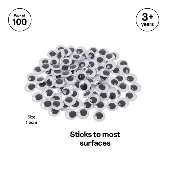 Joggle Eyes 15 mm - Pack of 100 - Modern Teaching Aids NZ