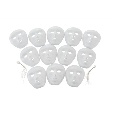 White Plastic Masks - Pack of 12 - Modern Teaching Aids NZ