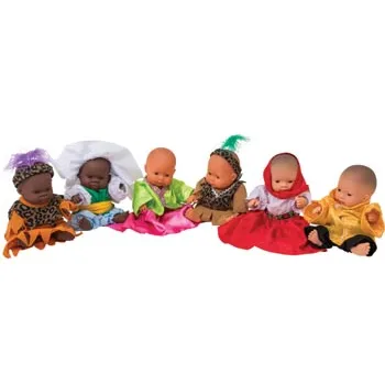 Baby Dolls with Multicultural Clothes 21 cm (H) - Set of 6 - Modern Teaching Aids NZ