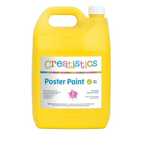 Creatistics Poster Paint 5L - Yellow - Modern Teaching Aids NZ