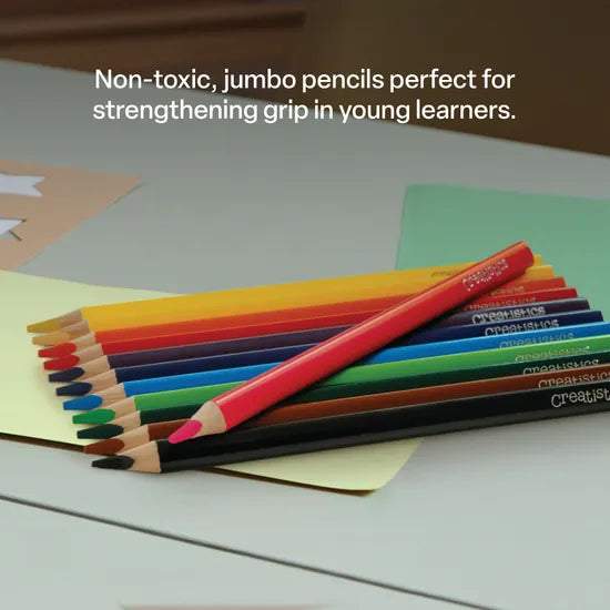 Creatistics Jumbo Triangular Coloured Pencils- Pack of 12 - Modern Teaching Aids NZ