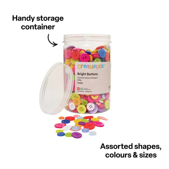 Assorted Buttons, Bright - 600g - Modern Teaching Aids NZ