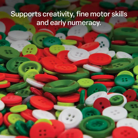 Assorted Buttons, Christmas - 600g - Modern Teaching Aids NZ