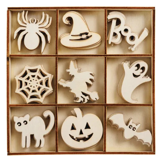 Wooden Halloween Shapes - Pack of 54 - Modern Teaching Aids NZ