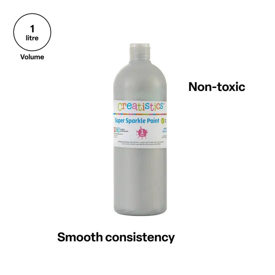 Creatistics Super Sparkle Paint 1 L - Silver - Modern Teaching Aids NZ