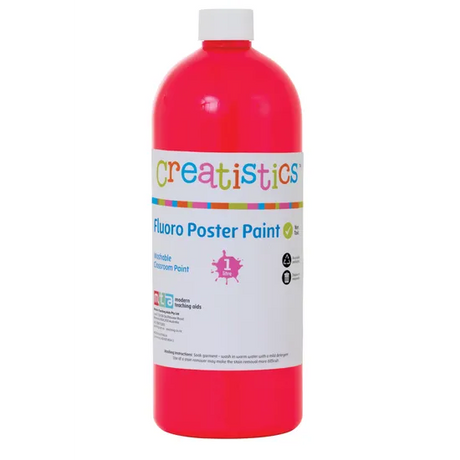 Fluoro Poster Paint 1L - Pink - Modern Teaching Aids NZ