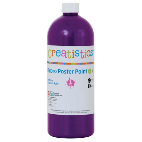 Fluoro Poster Paint 1L - Purple - Modern Teaching Aids NZ