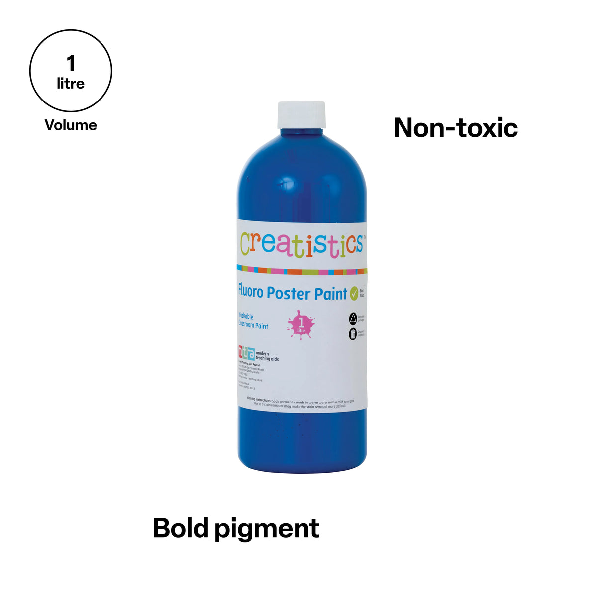 Creatistics Fluoro Poster Paint 1 L - Blue - Modern Teaching Aids NZ