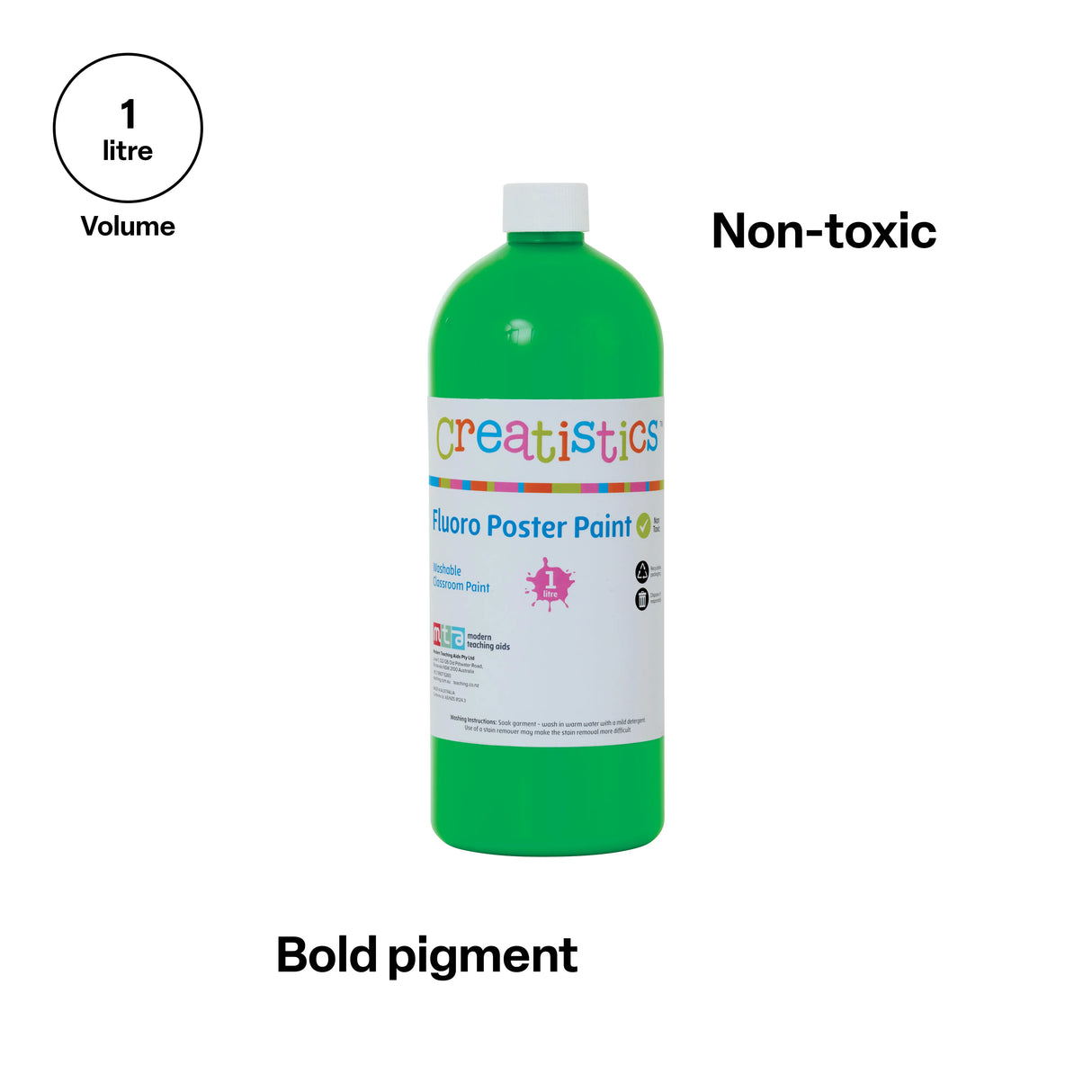 Creatistics Fluoro Poster Paint 1 L - Green - Modern Teaching Aids NZ