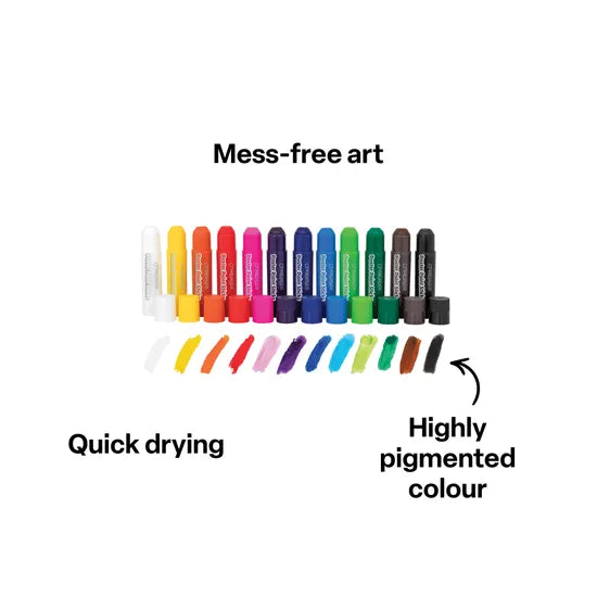 Creatistics Assorted Poster Paint Sticks- Pack of 12 - Modern Teaching Aids NZ