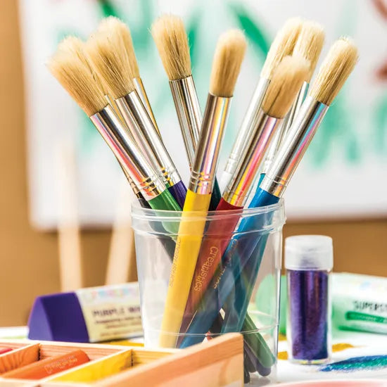 Creatistics Round Bristle Paint Brushes Short- Pack of 12 - Modern Teaching Aids NZ