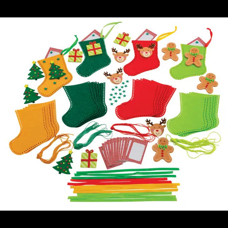 Mini Felt Christmas Stockings - Pack of 16 - Modern Teaching Aids NZ