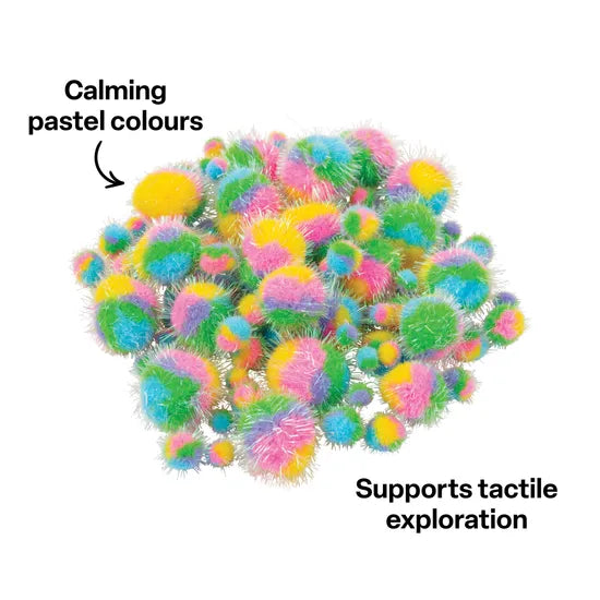 Glitter Pastel Pom Poms - Pack of 100 - Modern Teaching Aids NZ