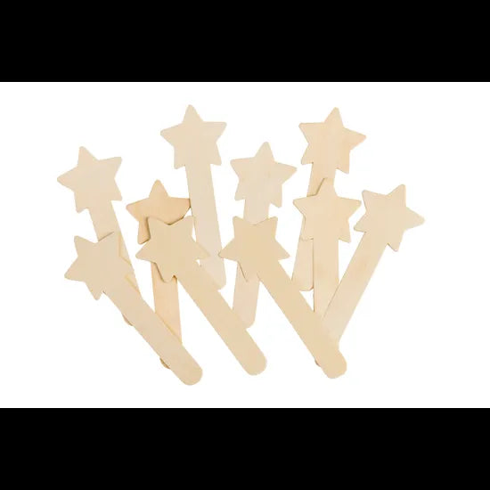 Wooden Star Paddle Pop Sticks - Pack of 10 - Modern Teaching Aids NZ