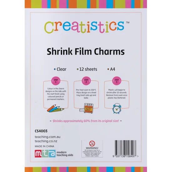 Shrink Film Charms - Pack of 12 - Modern Teaching Aids NZ