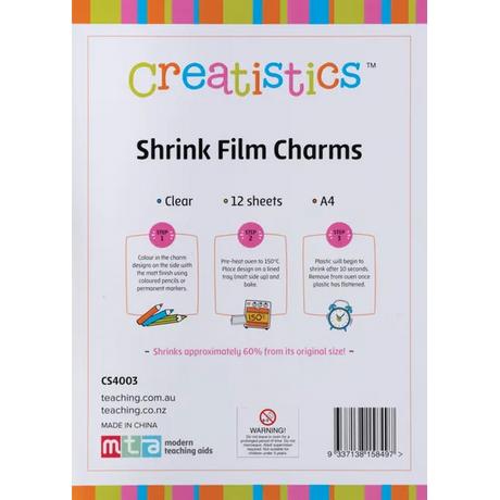Shrink Film Charms - Pack of 12 - Modern Teaching Aids NZ